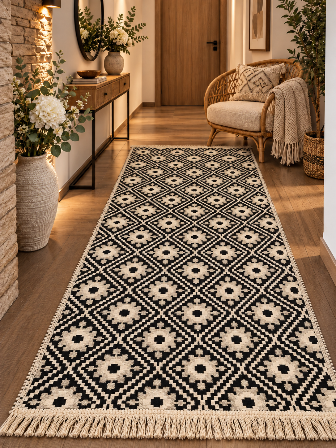 Covor traditional, cu doua fete, dimensiunea 80x200cm COTON02B