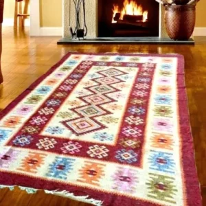 Alternative view of Covor traditional, dimensiunea 200x300cm, rosu si crem, model ROMB