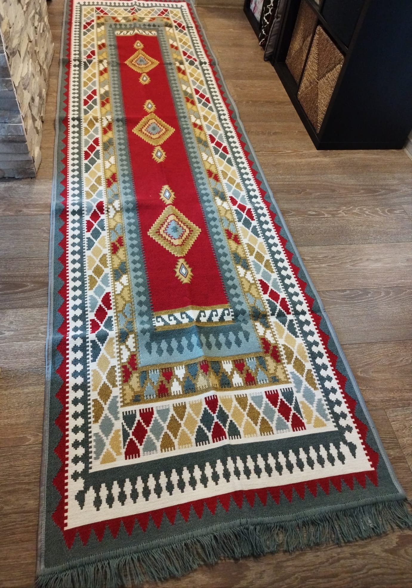 Covor traditional, cu doua fete, dimensiunea 80x300cm H&H105 - imagine 3