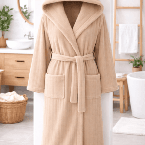 Alternative view of Halat din prosop, cu gluga, bumbac 100%, dimensiune S-M Crem Velur