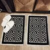 1+1 Set Covoare tesute din bumbac, dimensiunea 40x60cm, negru si alb, cod CB06