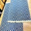 1+1 Covoare traditionale tesute, cu doua fete, dimensiunea 80x125cm, albastru si crem, model Geometric
