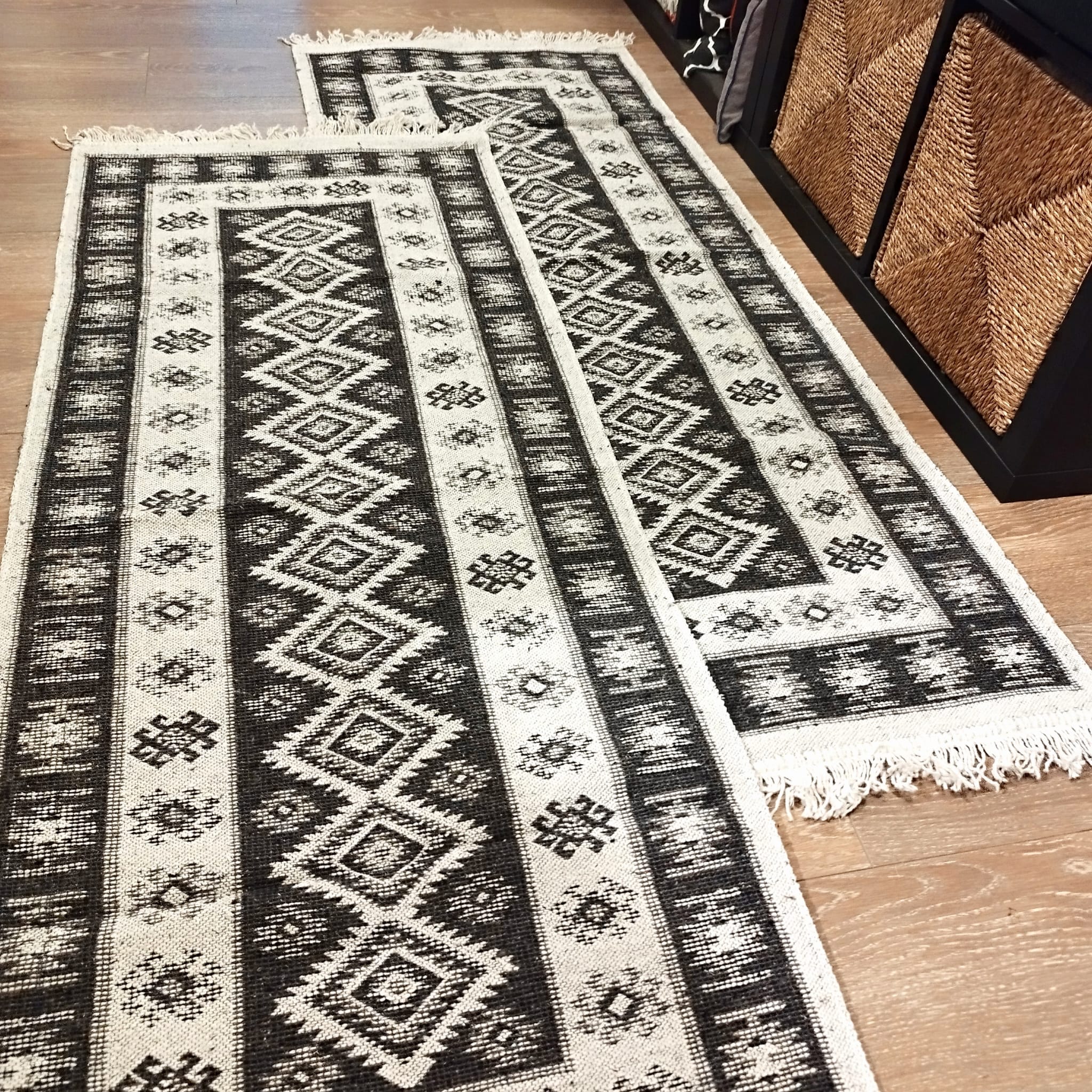 1+1 Covoare traditionale, dimensiunea 60x150cm, gri model Romb - imagine 2