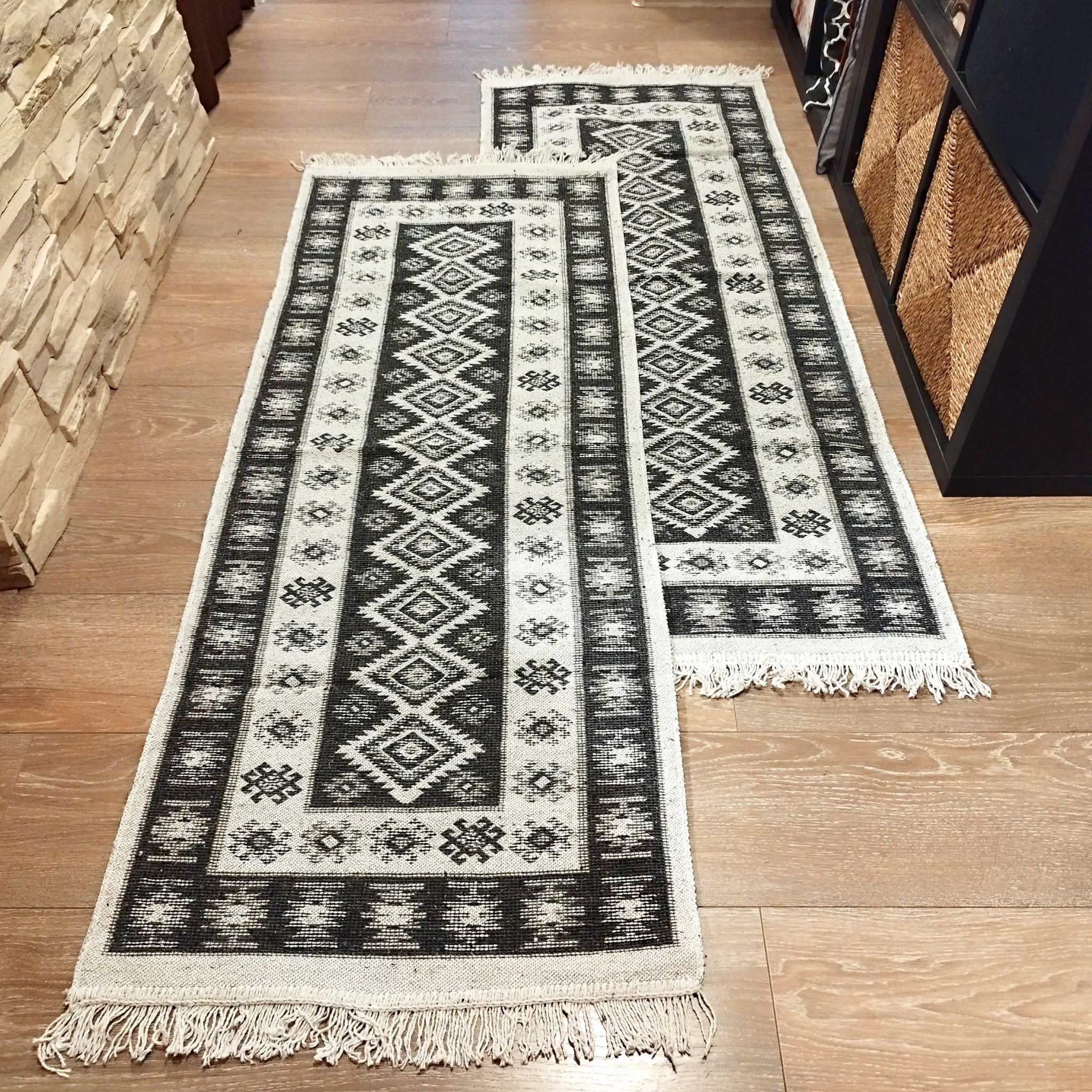 1+1 Covoare traditionale, dimensiunea 60x150cm, gri model Romb