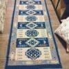Covor traditional, tesut, cu doua fete, dimensiunea 80x200cm albastru si crem 002