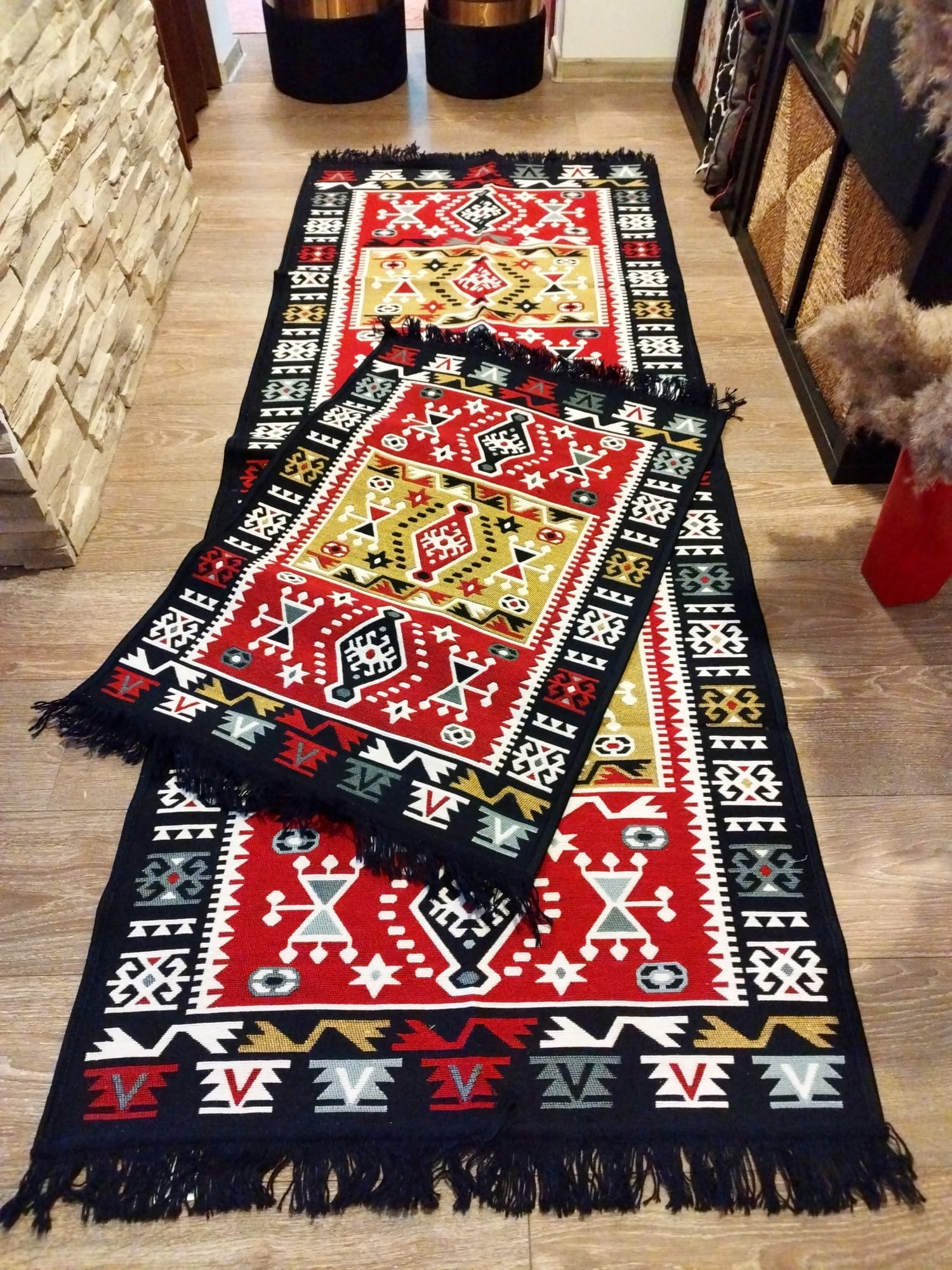 1+1 Covoare tesute, cu doua fete, dimensiunea 60x90cm+80x200cm H&H104