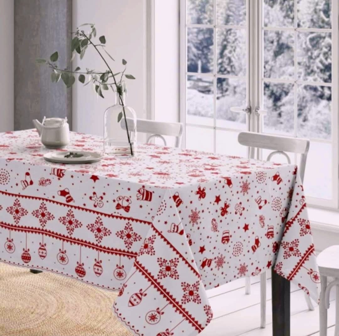 Fata de masa Craciun, din bumbac, dimensiune 150×180 cm Christmas 27