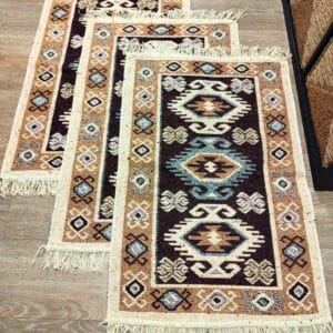 set 3 Covoare traditionale tesute, cu doua fete, dimensiunea 60x90cm, Maro, model HORA