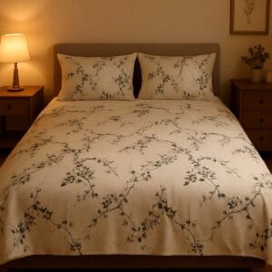 Cearsaf de pat cu tiv, din  bumbac 100%, dimensiune 220x240cm Floral 01