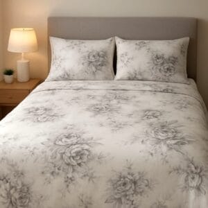 Cearsaf de pat cu tiv, din  bumbac 100%, dimensiune 220x240cm Floral 02