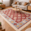 Covor traditional tesut, cu doua fete, dimensiunea 180x280cm, Rosu si crem, model 001