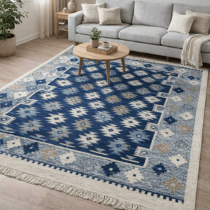 Alternative view of Covor traditional, dimensiunea 180x280cm, albastru si crem, model Rustic