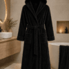 EXTRA LARGE XXXL Halat cu guler, unisex, din cocolino Negru