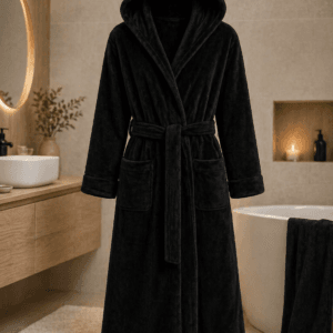 EXTRA LARGE XXXL Halat cu guler, unisex, din cocolino Negru