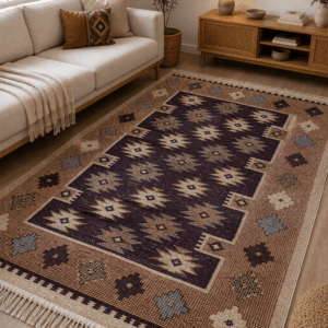 Covor traditional, dimensiunea 180x280cm, maro si crem, model RUSTIC