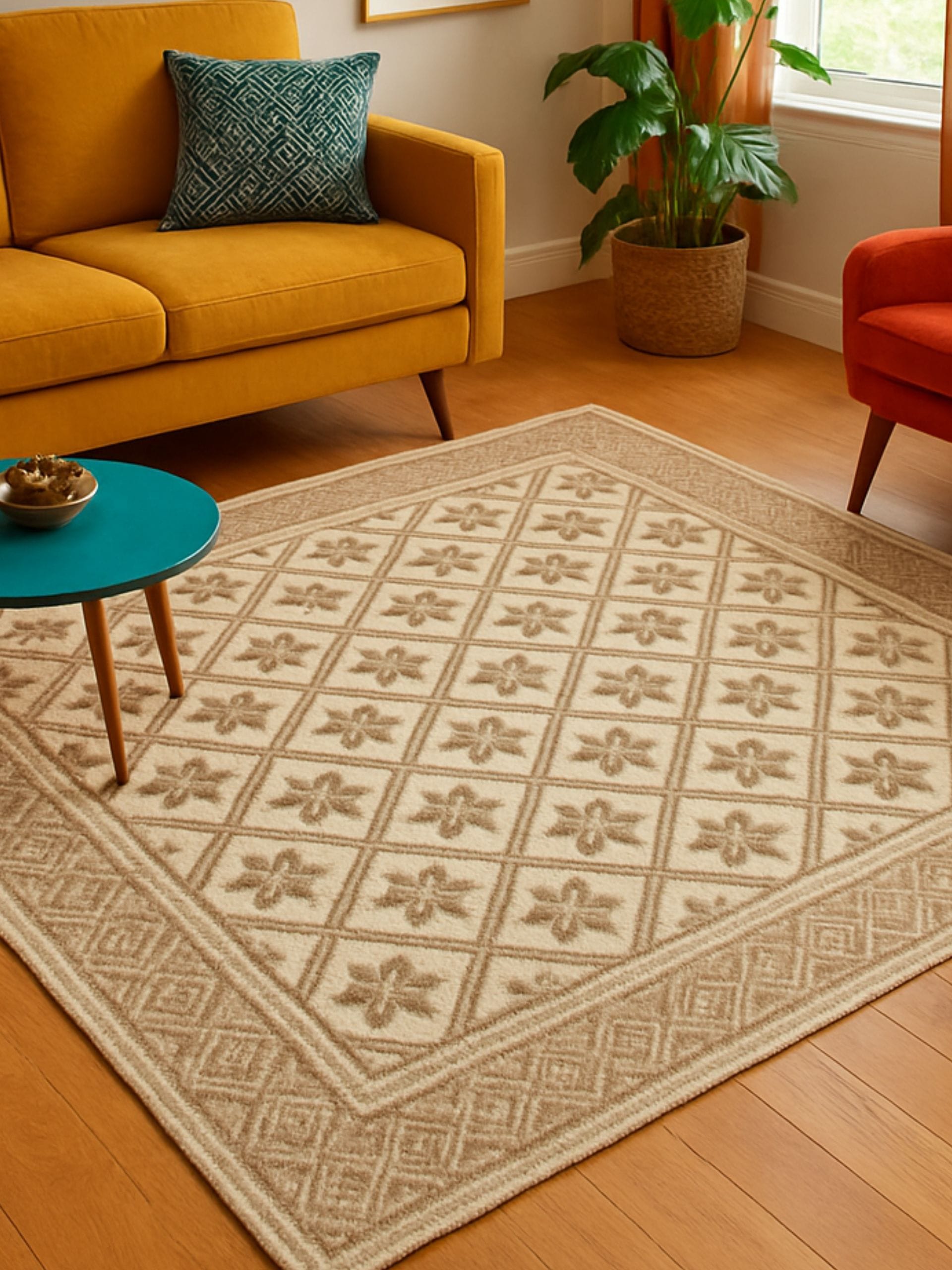 Covor tesut bumbac, dimensiunea 140x200cm Capucino, cod CB226