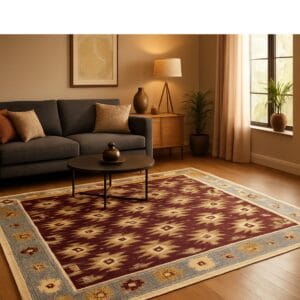 Covor traditional, dimensiunea 180x280cm, maro si crem, model RUSTIC