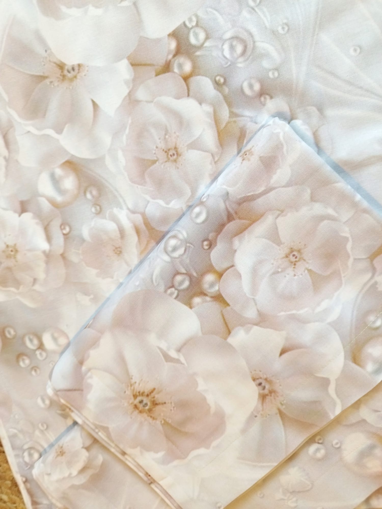 Set de pat -Cearsaf de pat cu tiv 220x240cm+2 fete perna 50x70cm, din ranforce bumbac 100%, Floral 03 - imagine 2