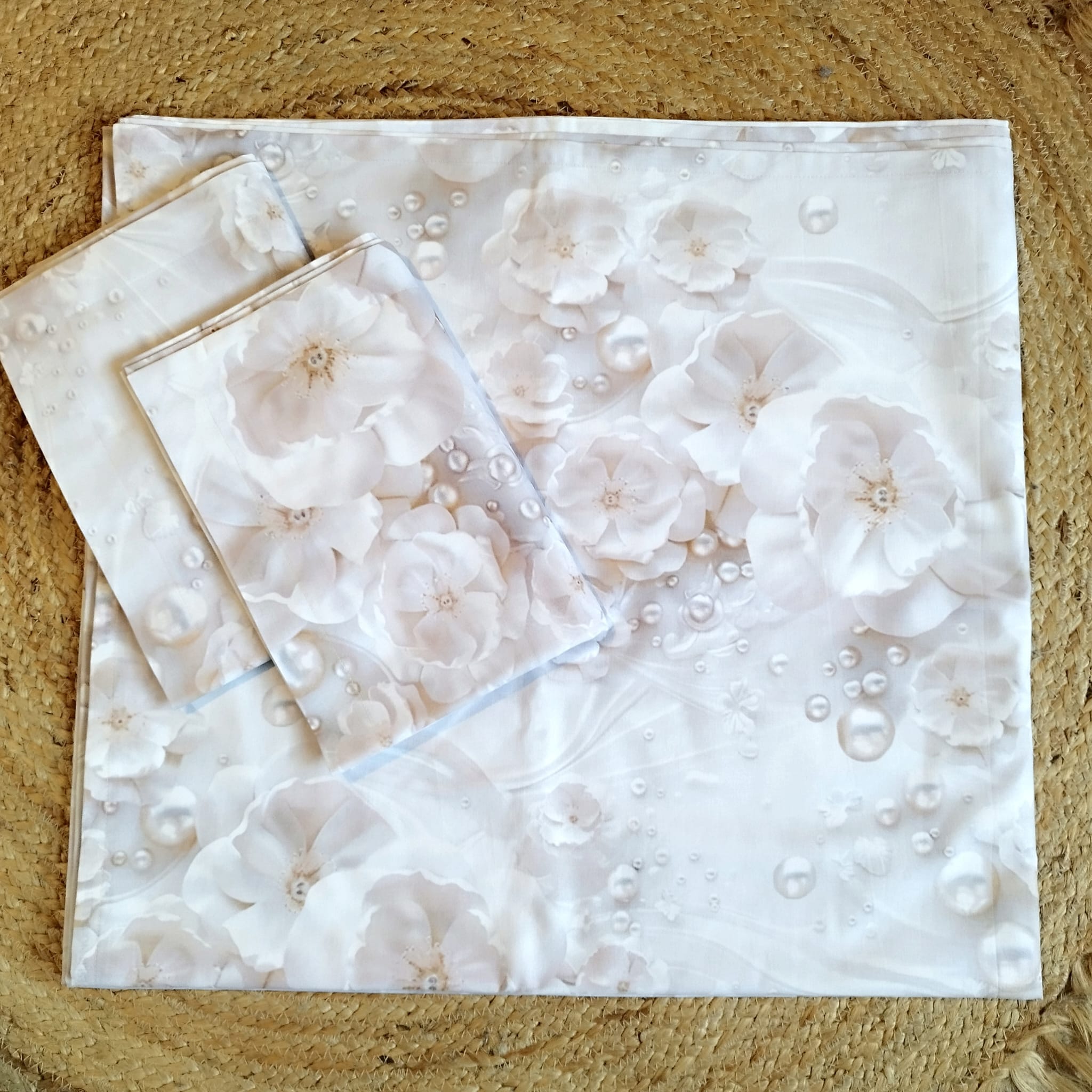 Set de pat -Cearsaf de pat cu tiv 220x240cm+2 fete perna 50x70cm, din ranforce bumbac 100%, Floral 03 - imagine 3