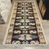 Covor traditional, tesut, cu doua fete, dimensiunea 100x200cm maro si crem, model Con de brad