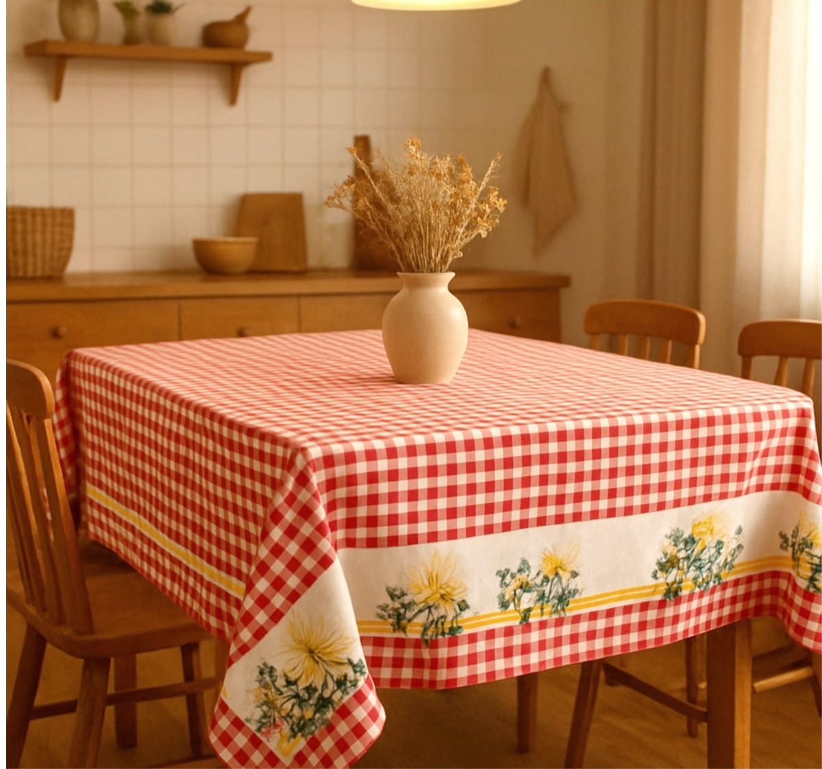Fata de masa din bumbac, cu motive traditionale 125x150 cm cod035