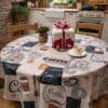Fata de masa bumbac 100% , teflonata, impermeabila, Rotunda 175cm Caffe