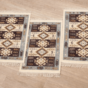 Set 3 Covoare traditionale, dimensiunea 60x90cm, maro si crem2
