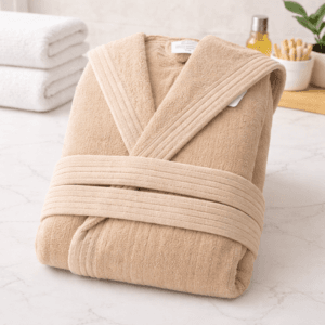 Halat din prosop, cu gluga, bumbac 100%, dimensiune S-M Crem Velur