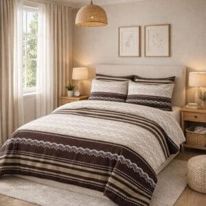 Lenjerie de pat dublu, bumbac 100% Capucino