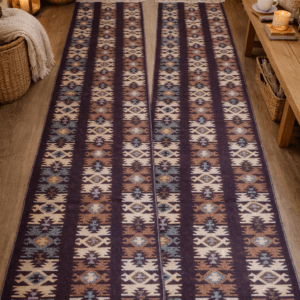 1+1 Covoare traditionale, dimensiunea 60x180cm, Maro si crem, model Rustic 4