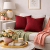 Set 2 fete perne decorative, dimensiune 40x40cm Catifea14 BORDO