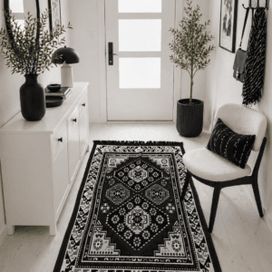 Alternative view of Covor tesut, cu doua fete, dimensiunea 80x120cm, negru si gri H&H18