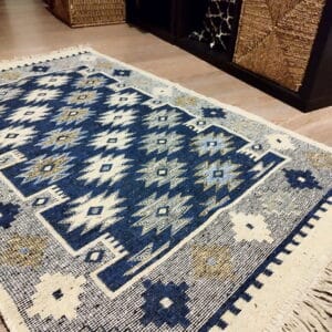 Alternative view of 1+1 Covoare traditionale, dimensiunea 60x90cm, albastru si crem, model rustic