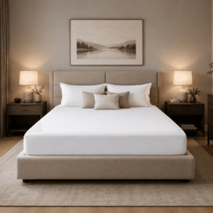 Husa pat cu elastic pentru saltea 160x200x20cm, olandina alb, bumbac 100%