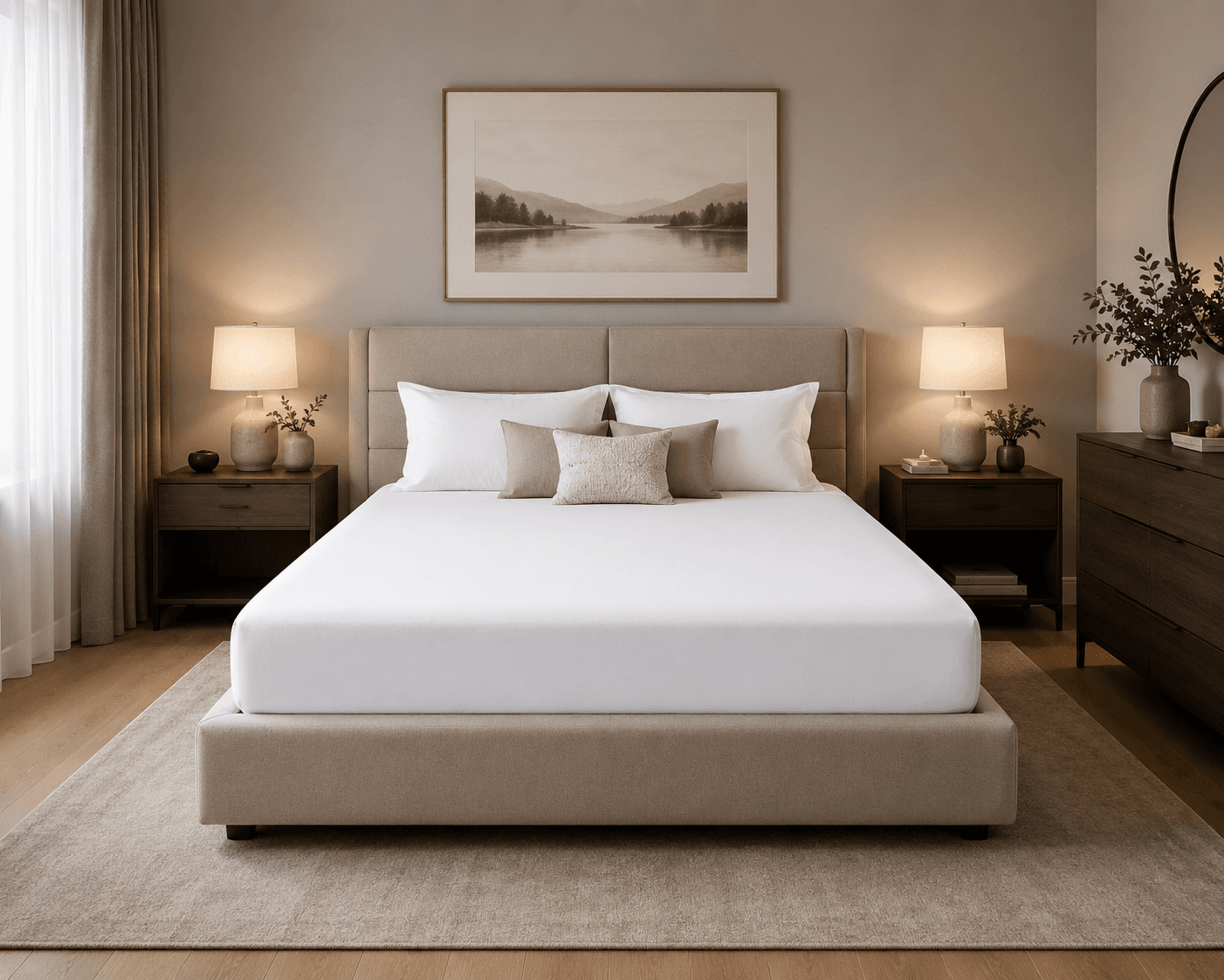 Husa pat cu elastic pentru saltea 160x200x20cm, olandina alb, bumbac 100%