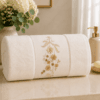 Prosop baie,ALB,  bumbac 100%, dimensiune 70x140cm broderie florala Caffe