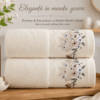 Set 2 prosoape baie, bumbac 100%, dimensiune 70x140cm broderie florala Yvoire
