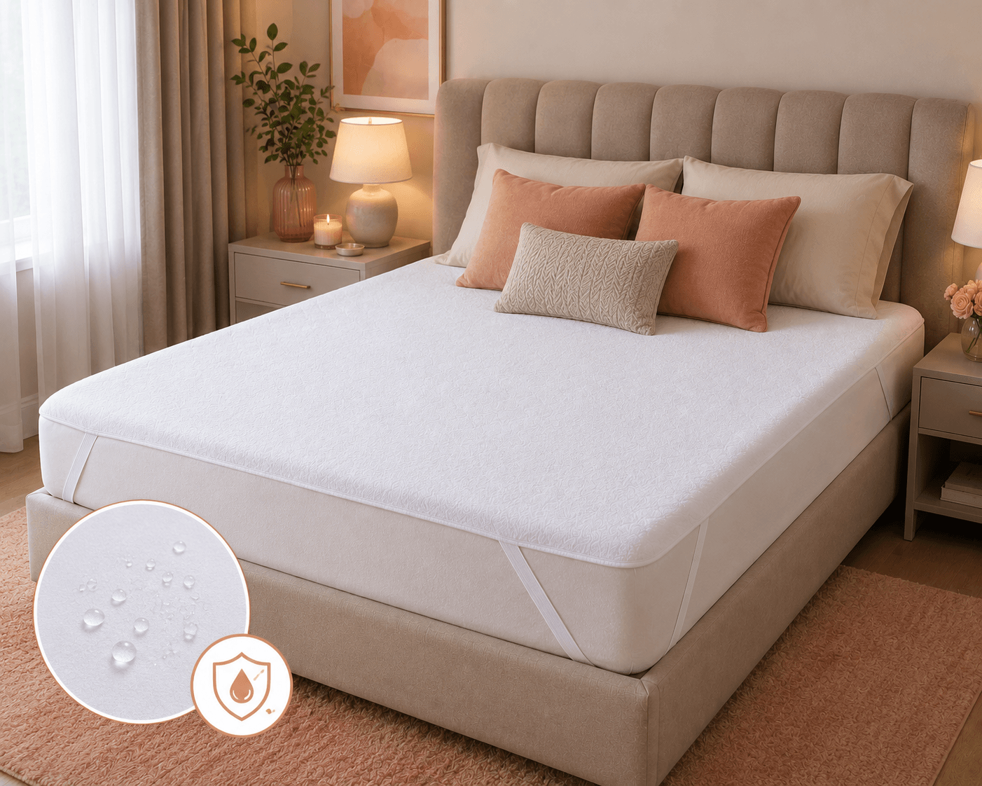 Protectie impermeabila pentru saltea, cu elastic la colturi, dimensiune- 180x200 cm - imagine 2