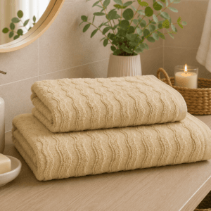Set 2 prosoape baie, bumbac 100%, dimensiune 50x100cm+ 70x140cm Capucino