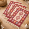 set 3 Covoare traditionale tesute,cu doua fete, dimensiunea 60x90cm, Rosu, model ROMB