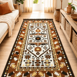 Covor traditional, cu doua fete, dimensiunea 80x200cm, maro H&H1077