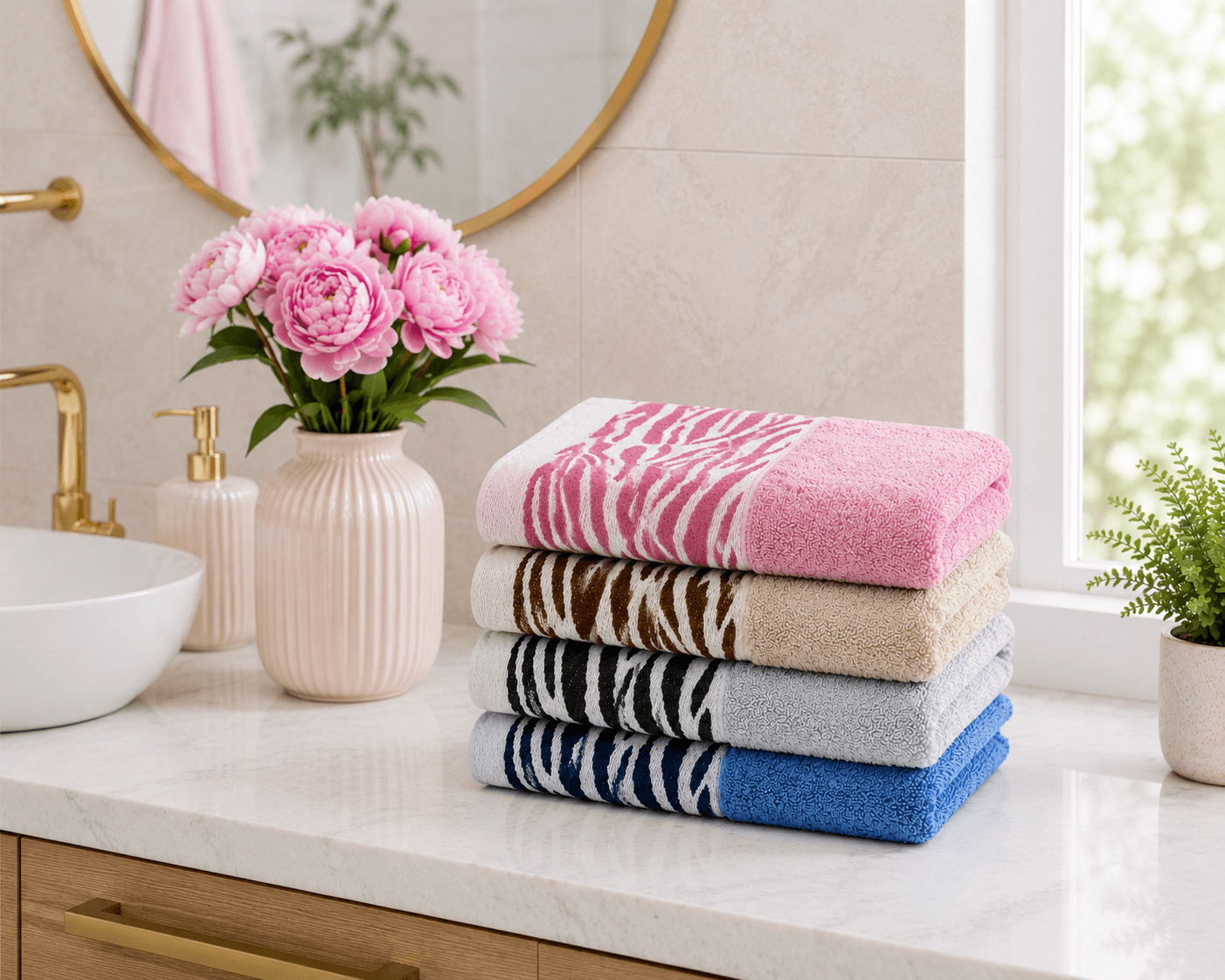 Set 4 prosoape baie, bumbac 100%, dimensiune 50x90cm jacquard 2