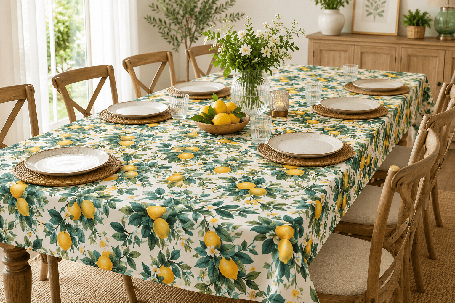 Fata de masa 100% bumbac, teflonata, impermeabila 180×300 cm Lemon03