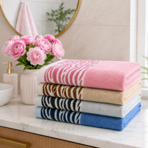 Set 4 prosoape baie, bumbac 100%, dimensiune 70x130cm jacquard 2