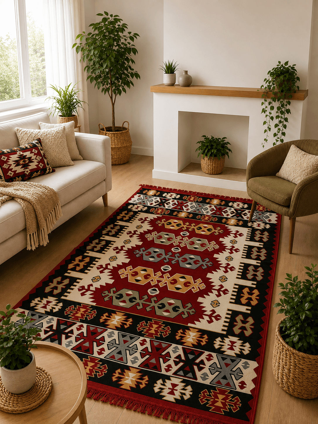 Covor traditional, cu doua fete, dimensiunea 80x200cm, H&H501