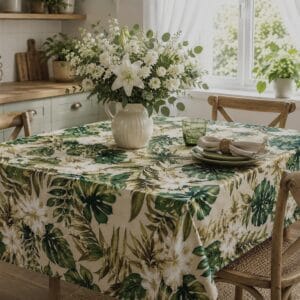 Fata de masa 100% bumbac, teflonata, impermeabila 140x180 cm Palm 6-8 persoane