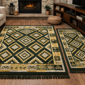 Set 1+1Covoare tesute, cu doua fete, 1 buc 120x180+ 1 buc 60x120cm  H&H404