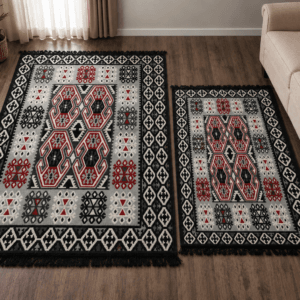 set 1+1 Covoare tesute, cu doua fete, dimensiunea 80x200cm+60x90cm, H&H68N