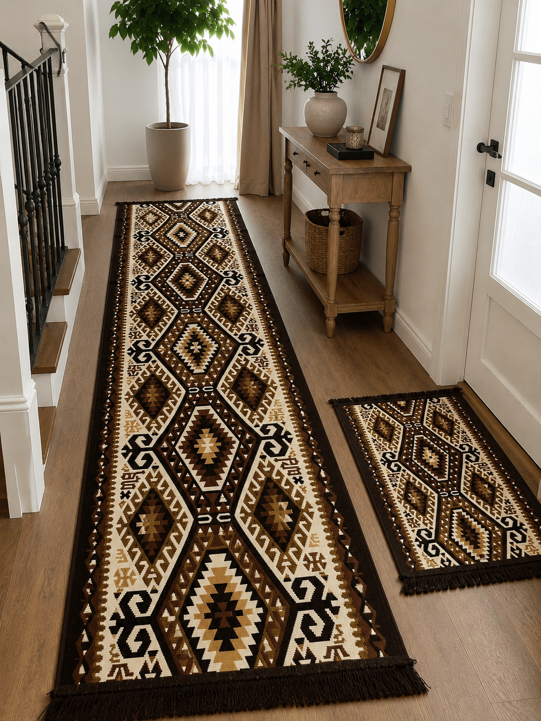 1+1 Covoare tesute, cu doua fete, dimensiunea 60x90cm+80x300cm H&H34