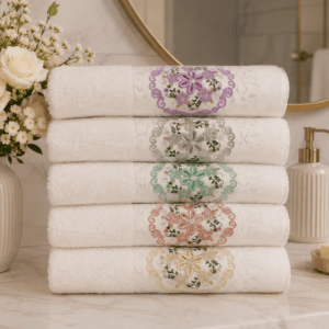Set 5 prosoape baie, bumbac 100%, dimensiune 60x90cm colorate White Garden